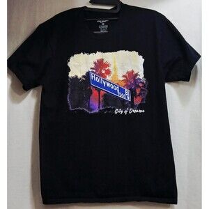 La La Land Hollywood Blvd City of Dreams Black Graphic S/S T-Shirt Men's Medium